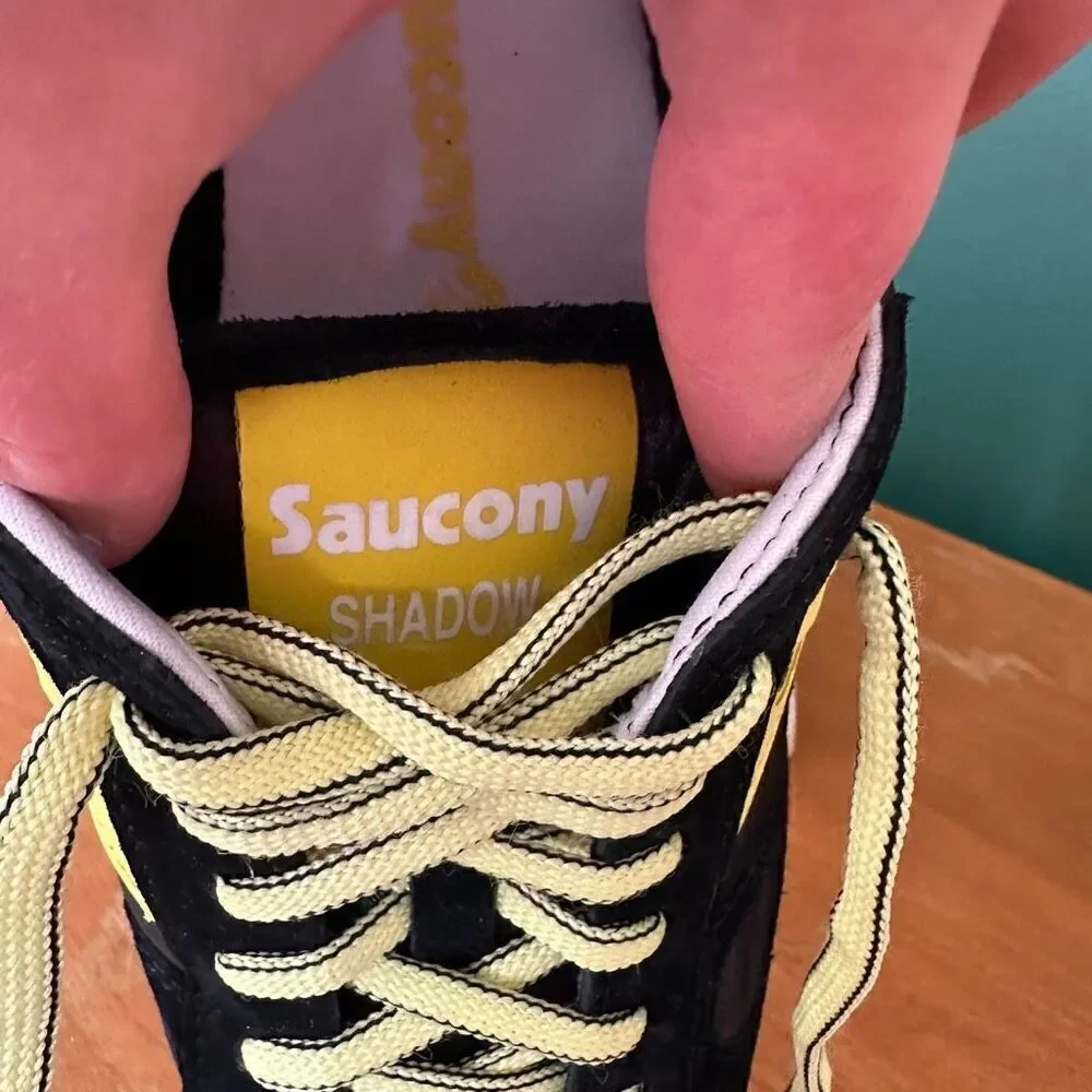 Saucony Women’s Shadow Original Silky Leather Black Yellow Orange
